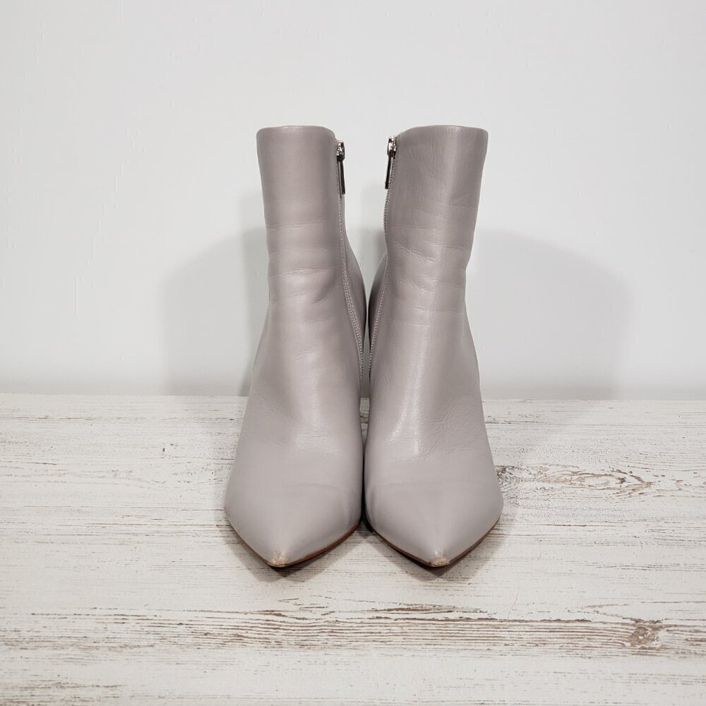Marc Fisher Taupe Grey Leather Bootie 3.5" Heel Size 8.5 - Picture 3 of 8